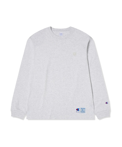 C로고 오버핏 조그택 롱슬리브 티셔츠 Light Grey