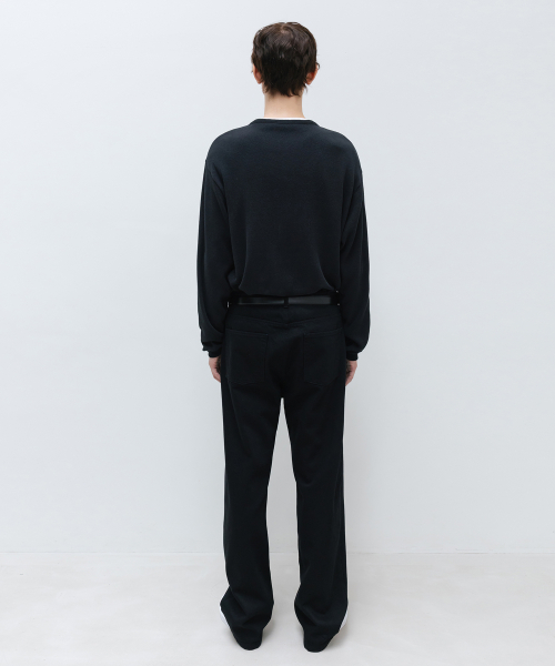 Semi-Wide Denim Pants BLACK