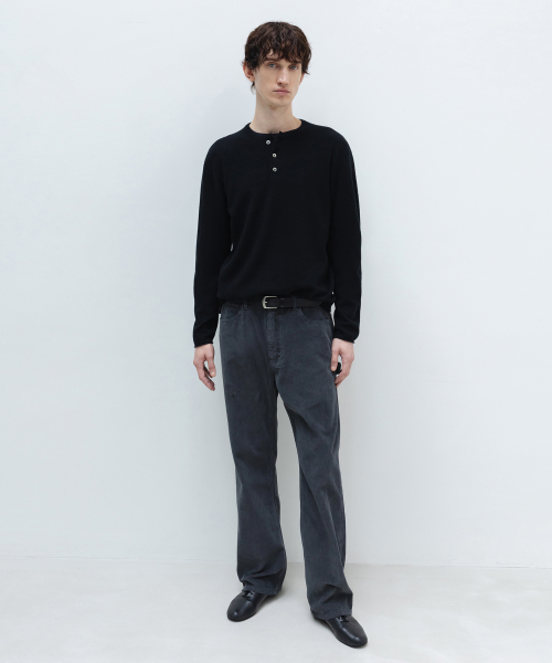Cashmere Henley-Neck Knit BLACK