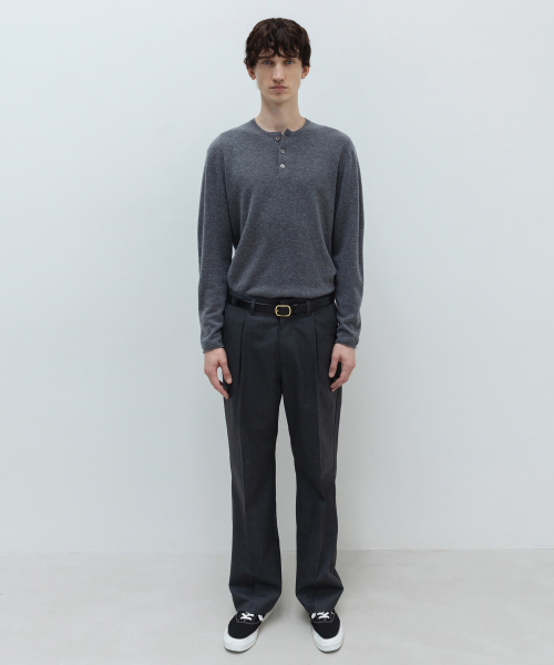 Cashmere Henley-Neck Knit GREY