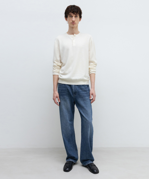 Cashmere Henley-Neck Knit IVORY