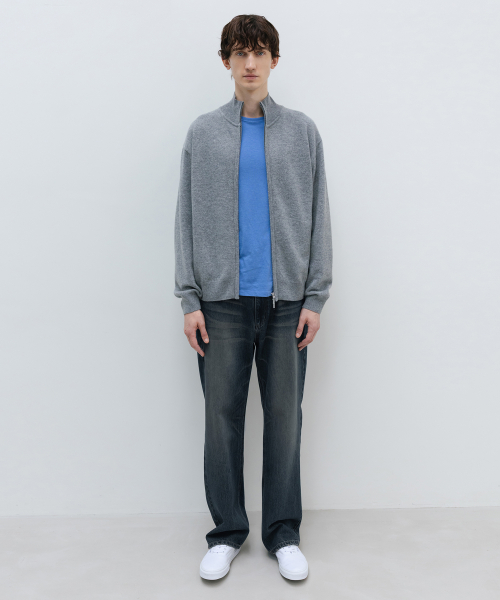 Basic Cashmere Zip-up Knit GREY