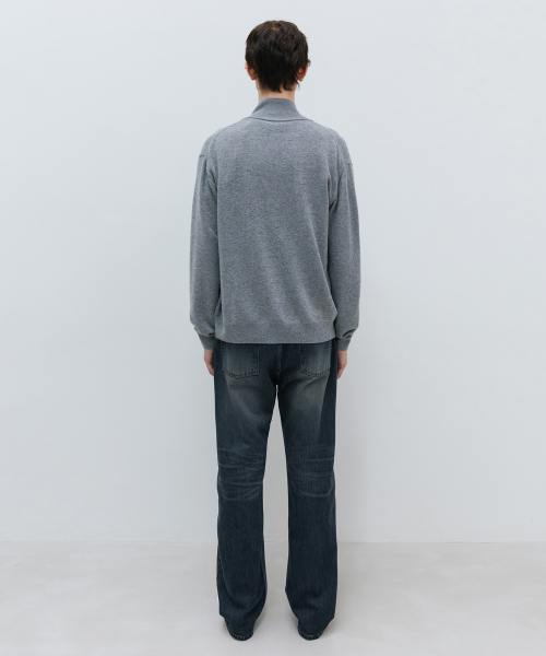 Basic Cashmere Zip-up Knit GREY