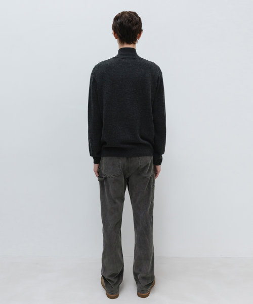 Basic Cashmere Zip-up Knit BLACK