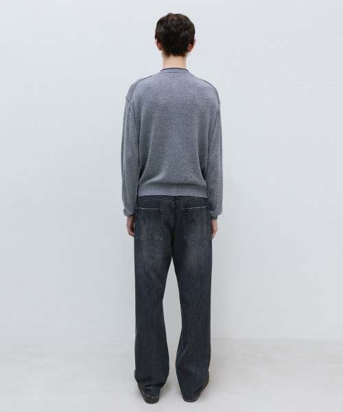Wool-Blend Layered Cardigan MELANGE GREY