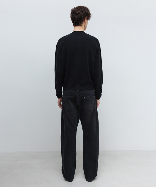 Wool-Blend Layered Cardigan BLACK