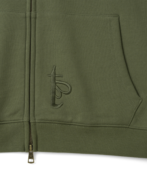 TCM boheme hooded zip-up (dark olive)
