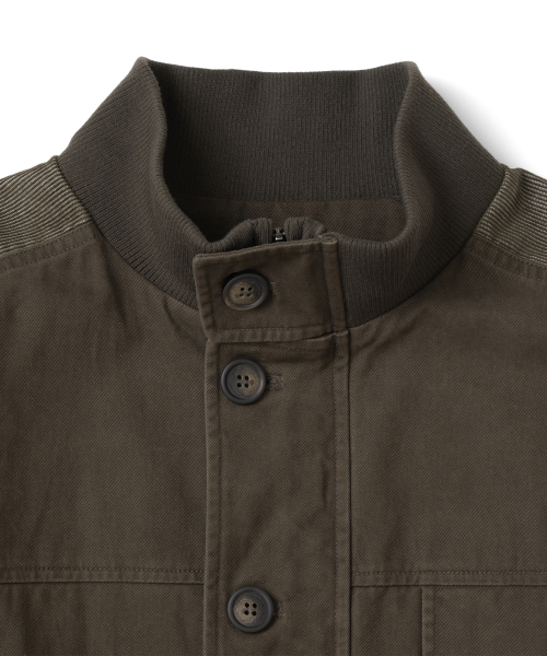 TCM color block washed bomber jacket (khaki brown)