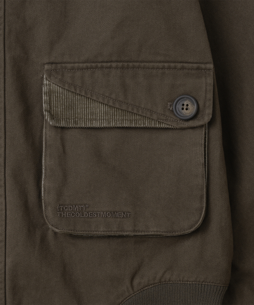 TCM color block washed bomber jacket (khaki brown)
