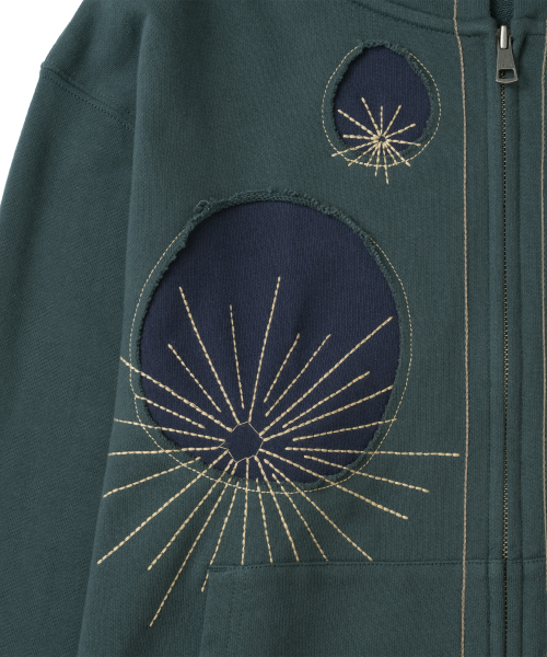 TCM poppy hooded zip-up (blue green)