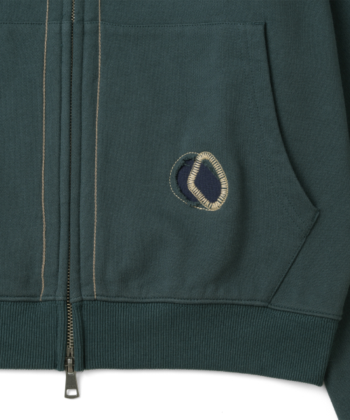 TCM poppy hooded zip-up (blue green)