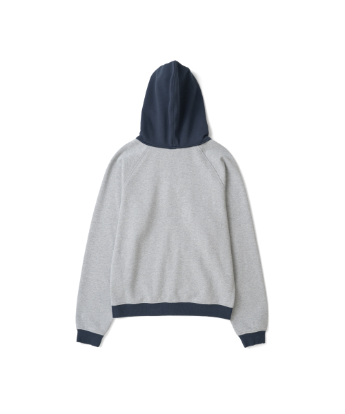 TCM colorblock hooded zip-up (melange grey)