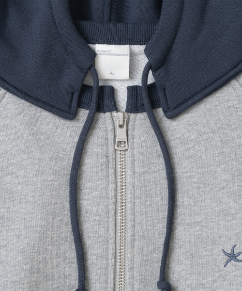 TCM colorblock hooded zip-up (melange grey)
