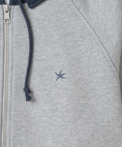 TCM colorblock hooded zip-up (melange grey)