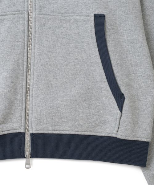 TCM colorblock hooded zip-up (melange grey)