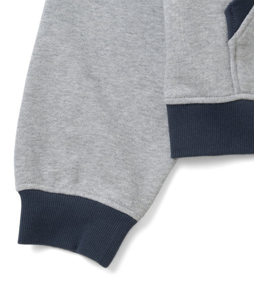 TCM colorblock hooded zip-up (melange grey)