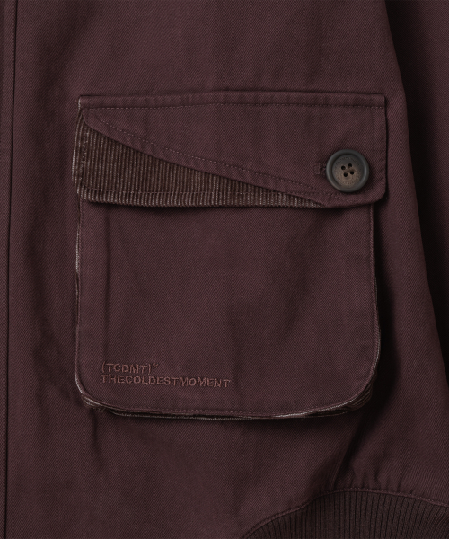 TCM color block washed bomber jacket (burgundy)