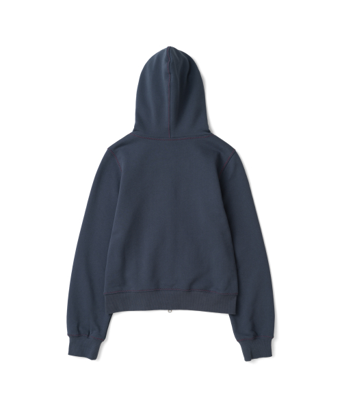 TCM zigzag stitch hooded zip-up (navy)