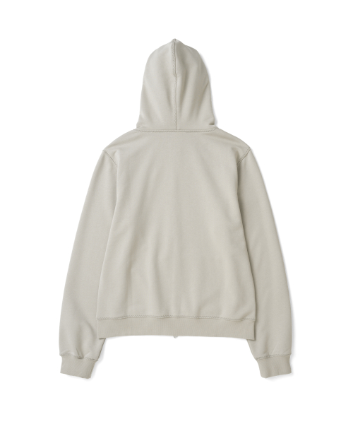 TCM zigzag stitch hooded zip-up (sand beige)
