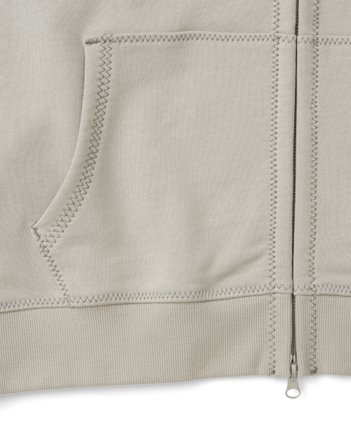 TCM zigzag stitch hooded zip-up (sand beige)