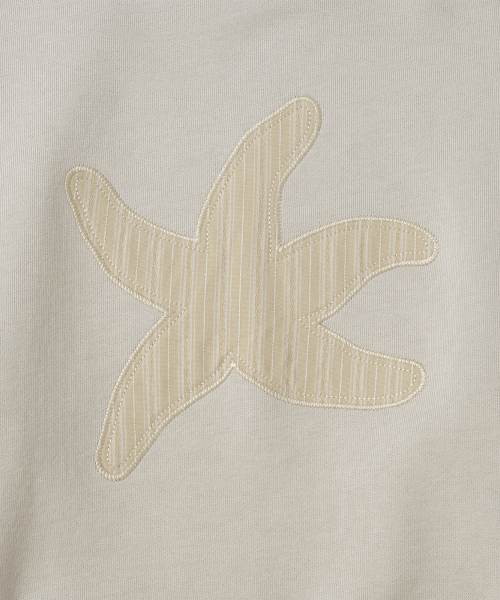 TCM stripe starfish logo hoodie (sand beige)