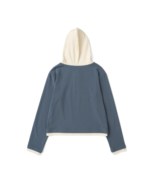 TCM button placket hoodie (blue)