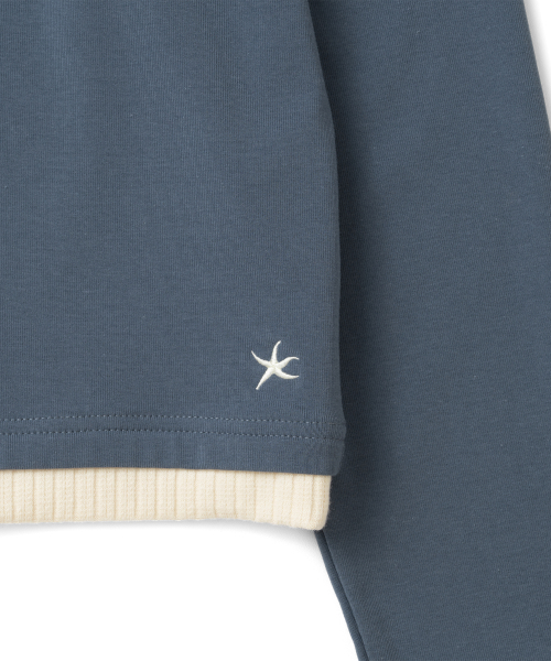 TCM button placket hoodie (blue)