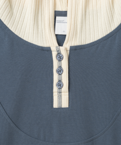 TCM button placket hoodie (blue)
