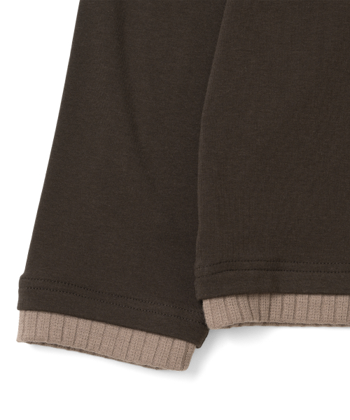 TCM button placket hoodie (brown)