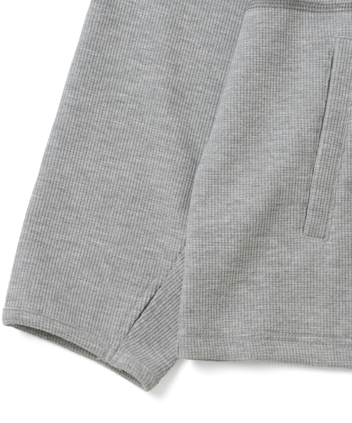 TCM stitch cross hooded long sleeve (melange grey)