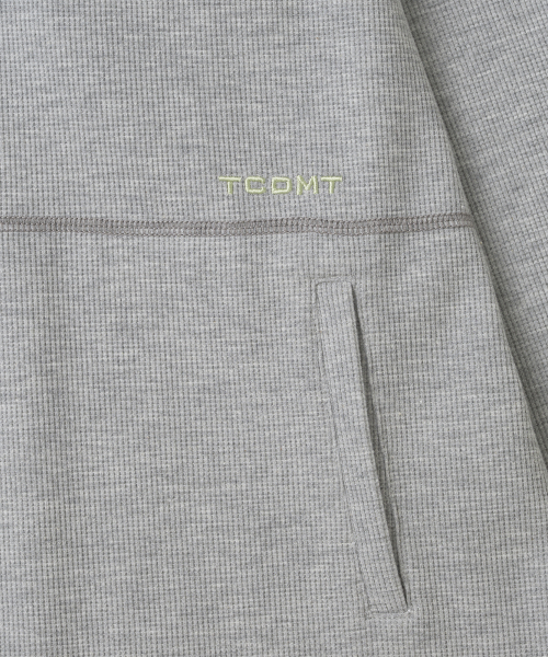 TCM stitch cross hooded long sleeve (melange grey)
