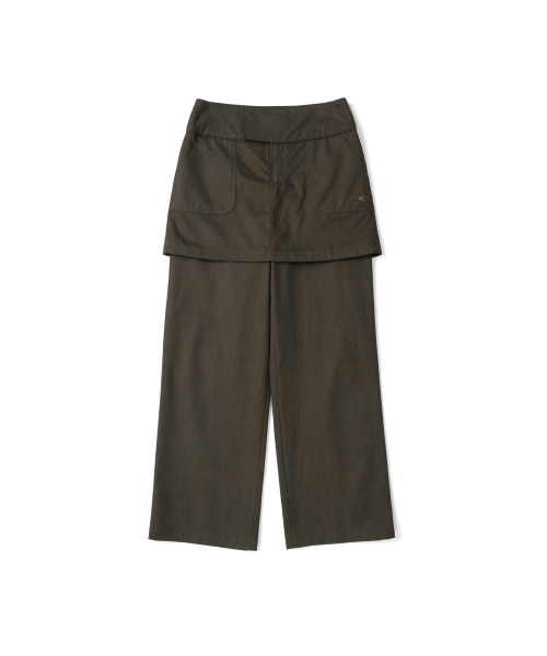 (w) TCM skirt layered pants (brown)