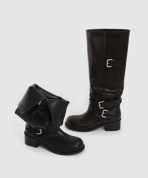DIELLO Buckle Strap Long Boots (4.5cm)