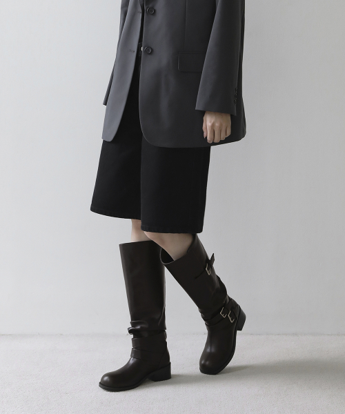 DIELLO Buckle Strap Long Boots (4.5cm)