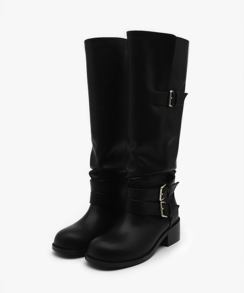 DIELLO Buckle Strap Long Boots (4.5cm)