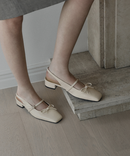 REMAREU Ribbon Slingback Flat Shoes (3cm)