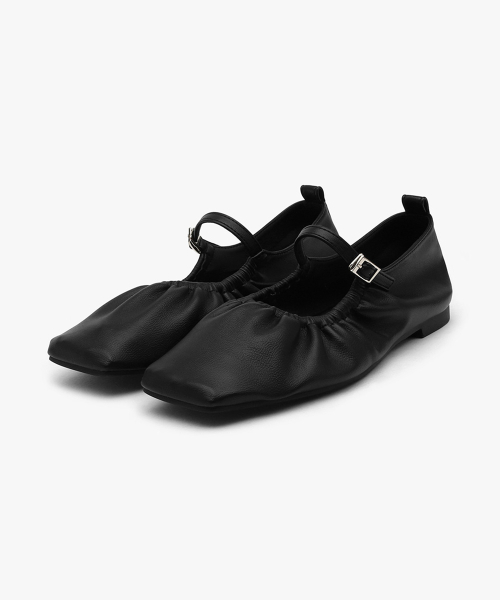 Ribela Shirring Mary Jane Flat Shoes (1cm)