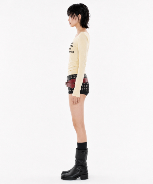 Lettering Slim L/S Tee [Yellow]