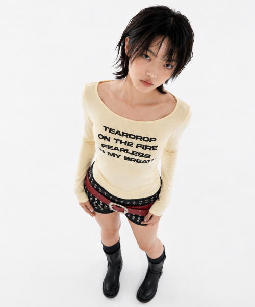 Lettering Slim L/S Tee [Yellow]