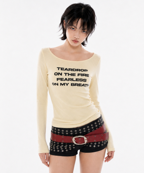 Lettering Slim L/S Tee [Yellow]