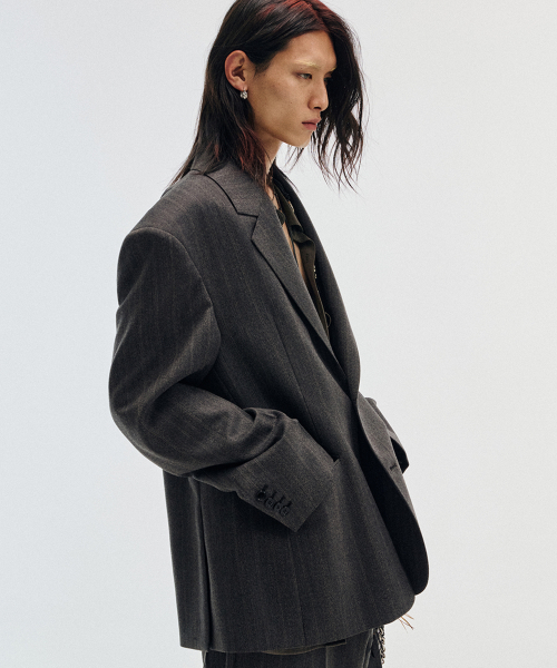 Ventnor Wool Herringbone Single Blazer Charcoal Brown