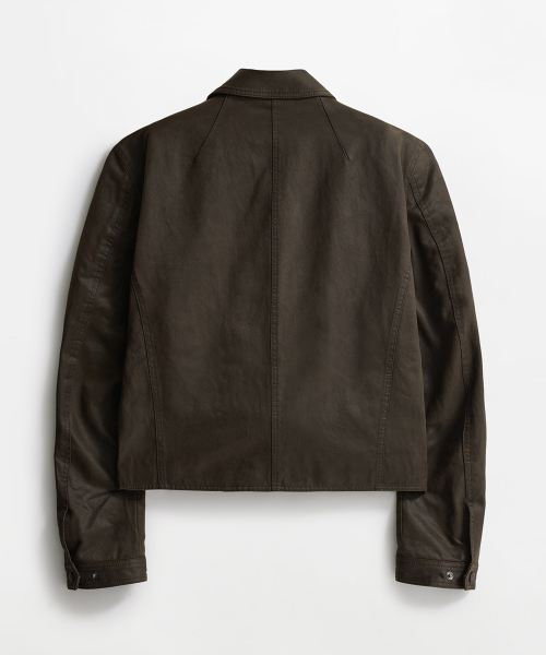Pablo Cotton Moleskin Trucker Jacket Dark Brown