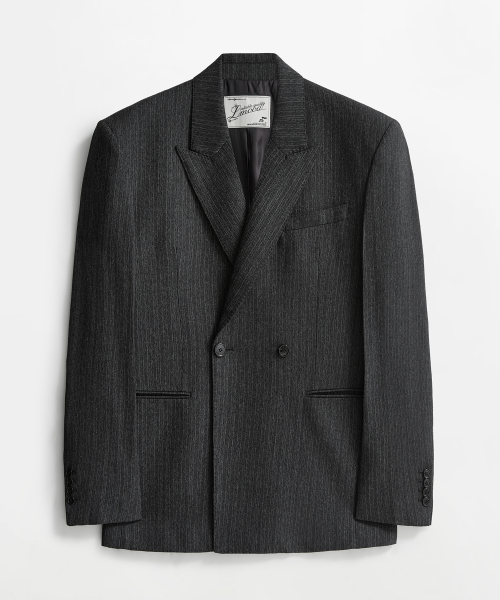 Valmont Wool Herringbone Double Blazer Ash Black