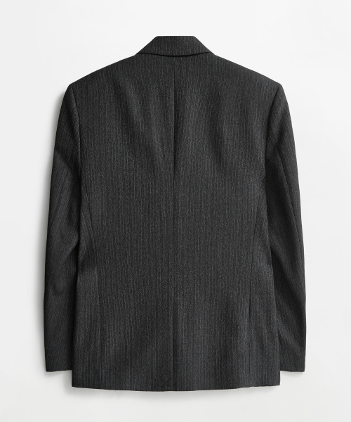 Valmont Wool Herringbone Double Blazer Ash Black