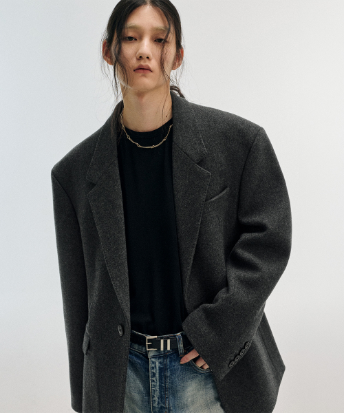 Kelin Wool Single Blazer Charcoal