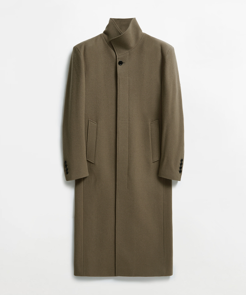 Vlaq High-Neck Coat Khaki Beige