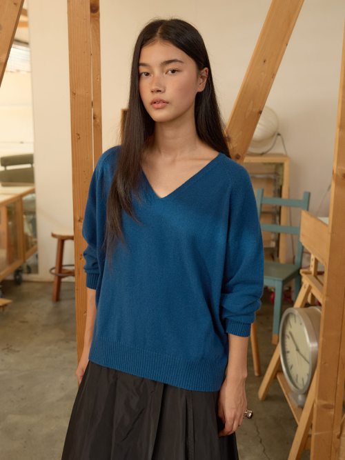 V-Neck Knit Pullover MU2678PO804M_BLUE