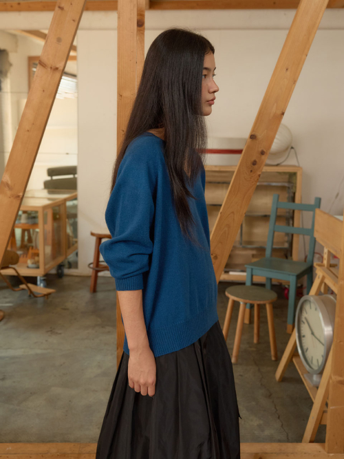 V-Neck Knit Pullover MU2678PO804M_BLUE
