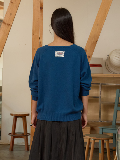 V-Neck Knit Pullover MU2678PO804M_BLUE