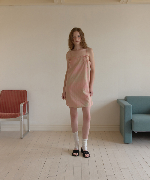 Louis check mini dress - Orange